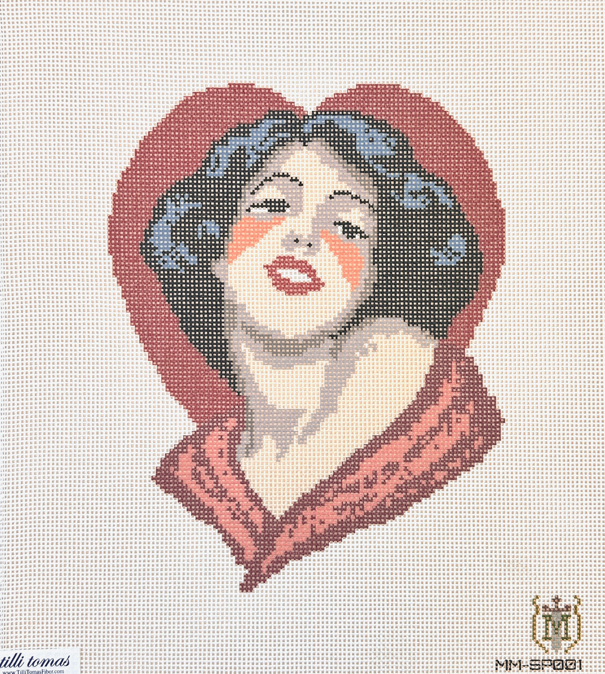 Tilli Tomas Misty Morrow Heart Lady Portrait Needlepoint Canvas