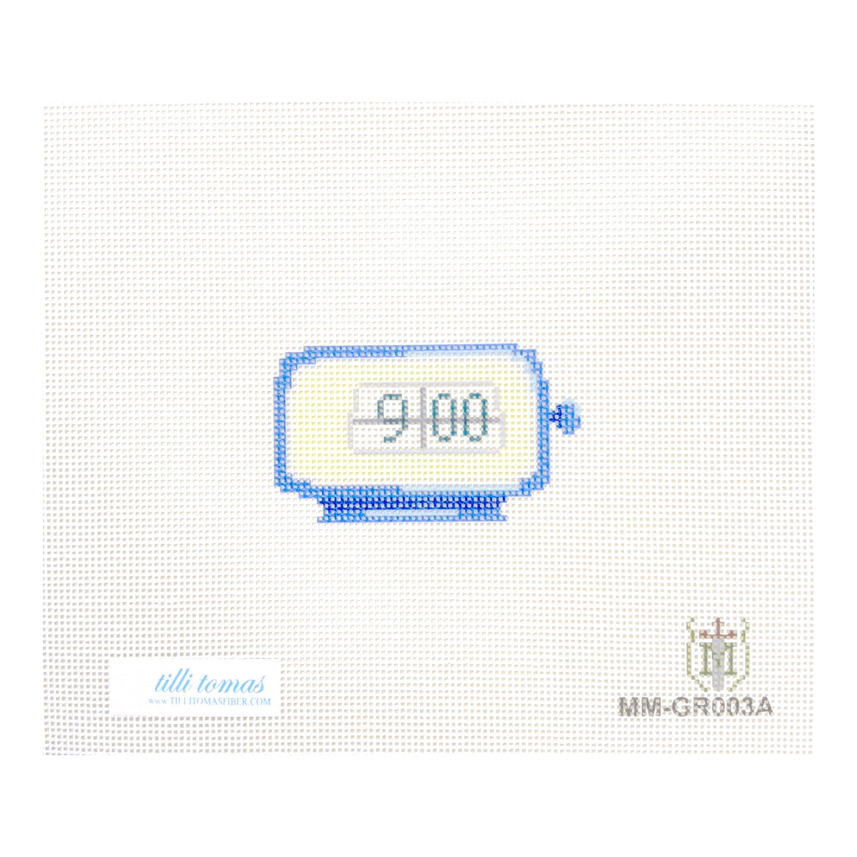 Tilli Tomas Misty Morrow Mid Mod Alarm Clock Needlepoint Canvas - Blue