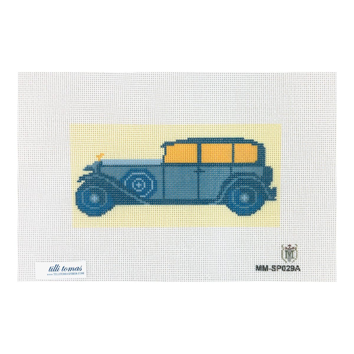Tilli Tomas Misty Morrow Old Car Blue Needlepoint Canvas