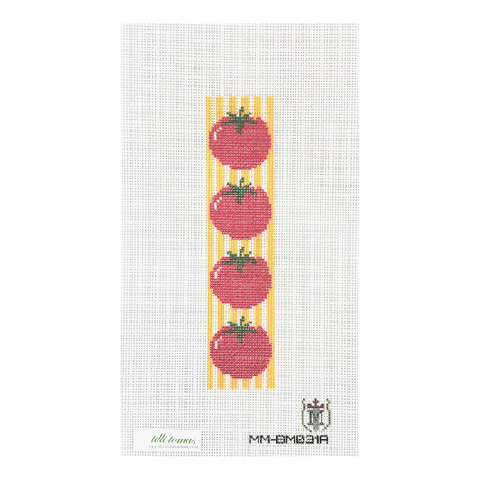 Tilli Tomas Misty Morrow Tomato Bookmark with Yellow Stripes Needlepoint Canvas