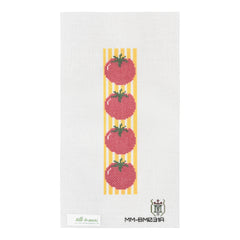 Tilli Tomas Misty Morrow Tomato Bookmark with Yellow Stripes Needlepoint Canvas