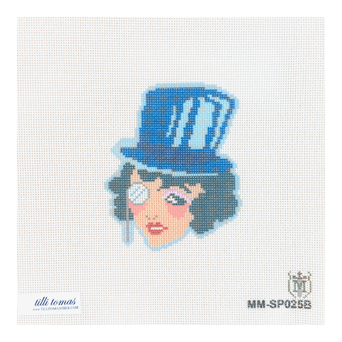 Tilli Tomas Misty Morrow Top Hat Lady Blue Needlepoint Canvas