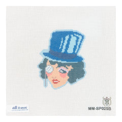 Tilli Tomas Misty Morrow Top Hat Lady Blue Needlepoint Canvas