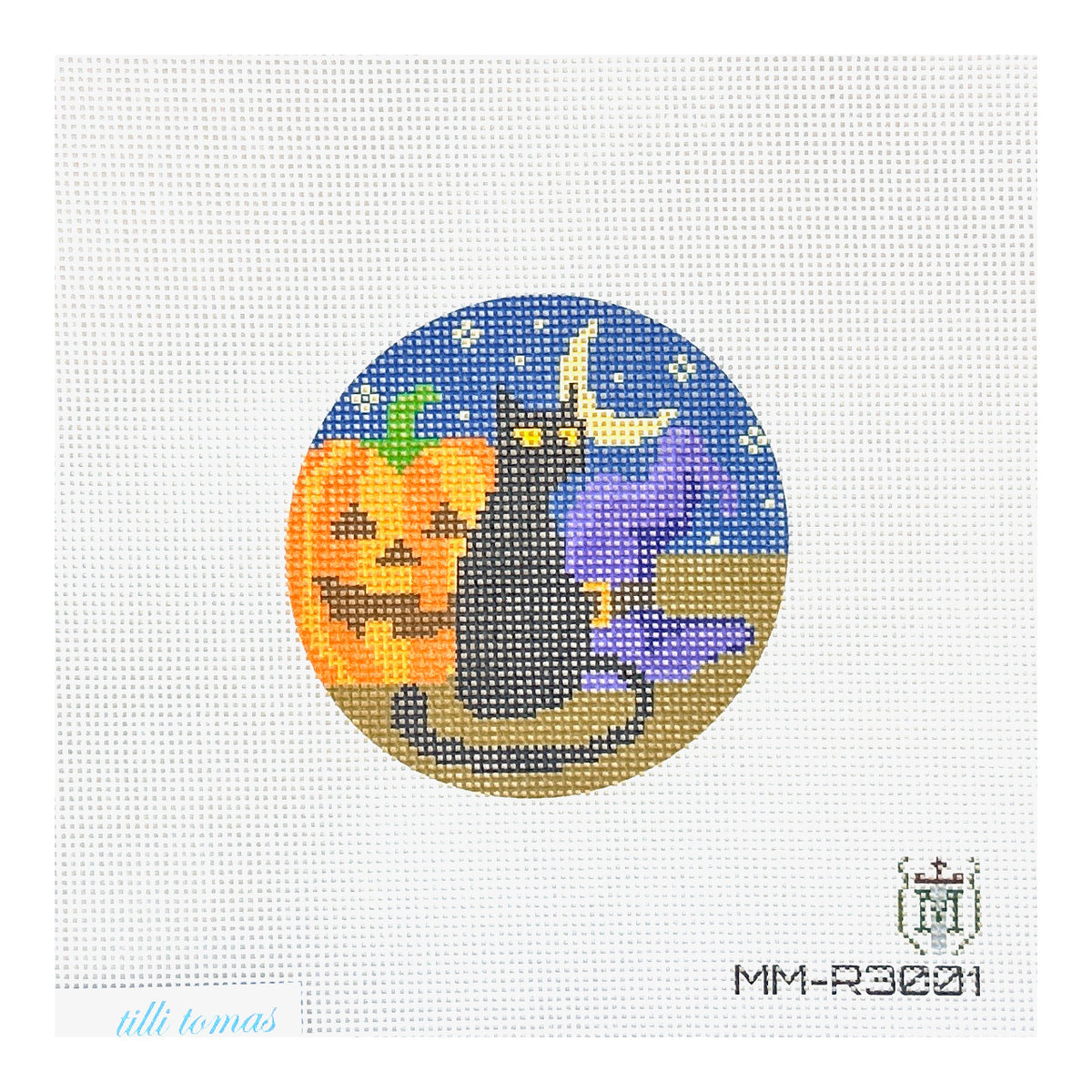 Tilli Tomas Misty Morrow Witch's Cat Needlepoint Canvas