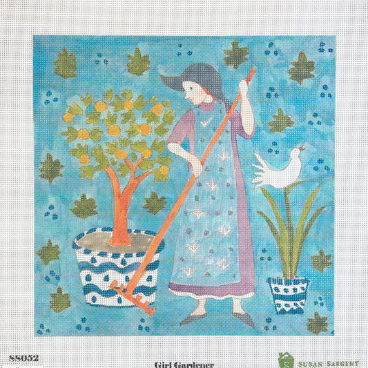 Tilli Tomas Susan Sargent Girl Gardener Needlepoint Canvas