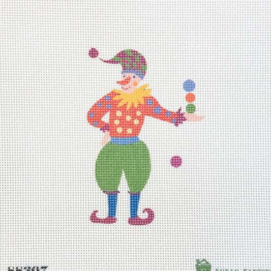 Tilli Tomas Susan Sargent Jester with Stack of Balls Needlepoint Canvas
