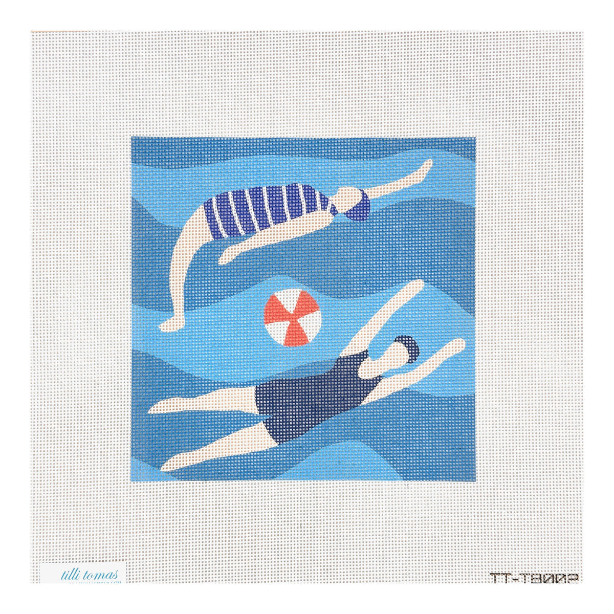 Tilli Tomas Swimmers Needlepoint Canvas - Aqua