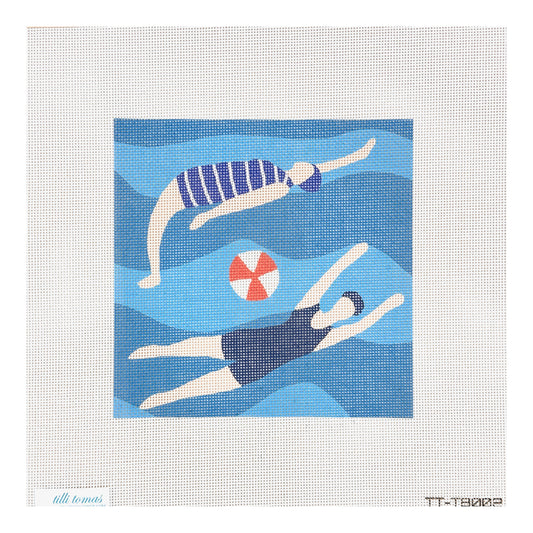 Tilli Tomas Swimmers Needlepoint Canvas - Aqua