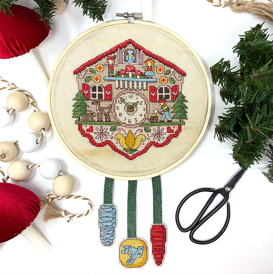 Tiny Modernist Classic Cuckoo Clock Cross Stitch Pattern