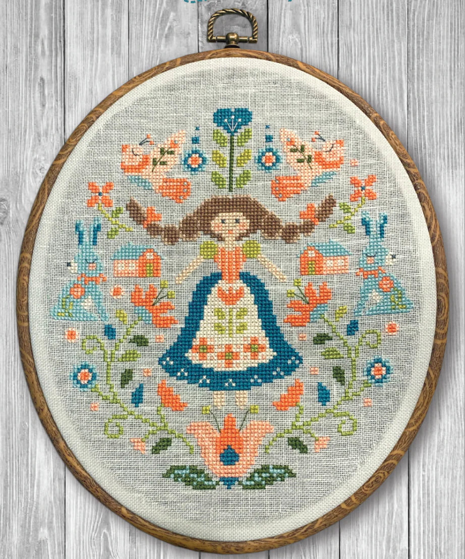 Tiny Modernist Folk Art Sampler Cross Stitch Pattern