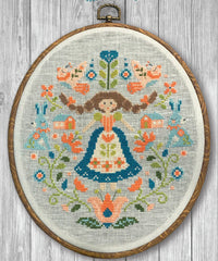 Tiny Modernist Folk Art Sampler Cross Stitch Pattern