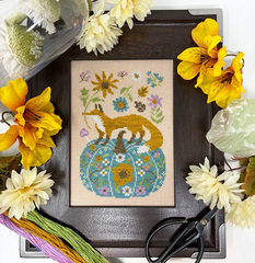 Tiny Modernist Foxy Fall Pumpkin Cross Stitch Pattern