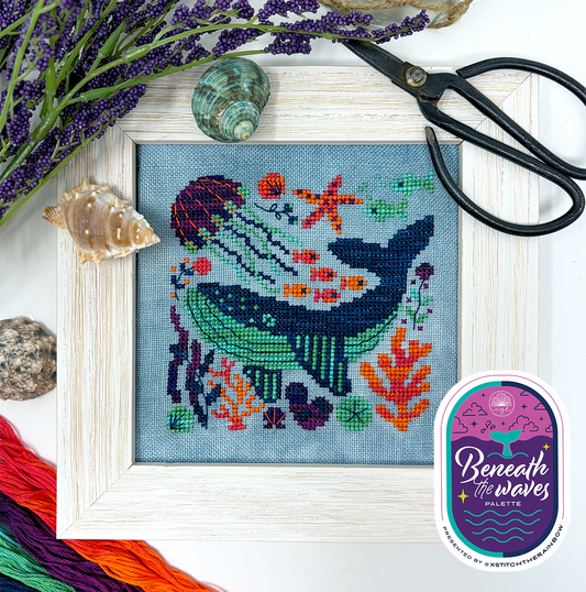 Tiny Modernist Midnight Ocean Cross Stitch Pattern