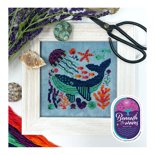 Tiny Modernist Midnight Ocean Cross Stitch Pattern
