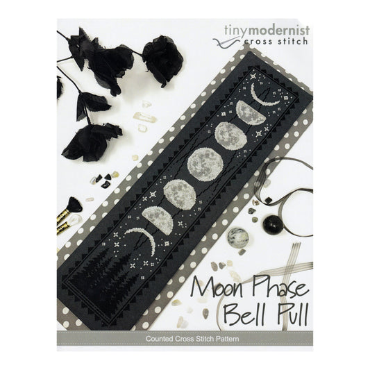 Tiny Modernist Moon Phase Bell Pull Cross Stitch Pattern