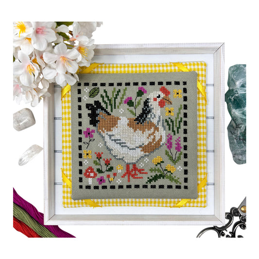 Tiny Modernist Spring Chicken Cross Stitch Pattern