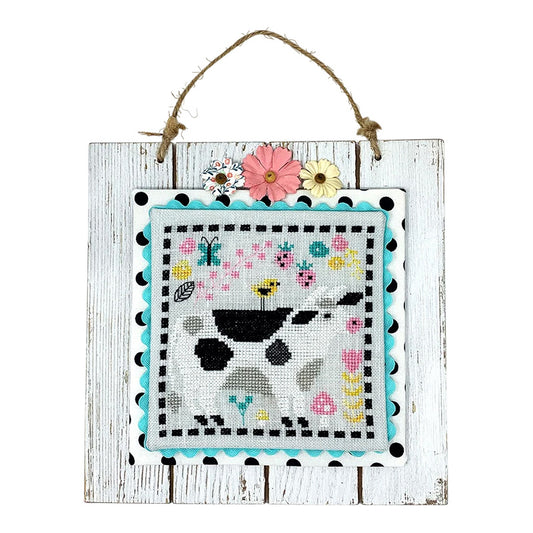 Tiny Modernist Strawberry Cow Cross Stitch Pattern