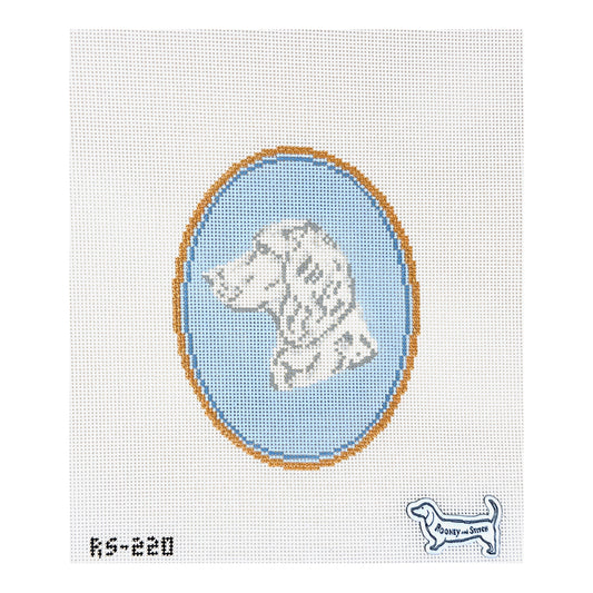 Atlantic Blue Canvas Rooney and Stitch Dog Cameo Needlepoint Canvas - Spaniel