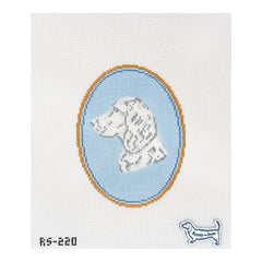 Atlantic Blue Canvas Rooney and Stitch Dog Cameo Needlepoint Canvas - Spaniel