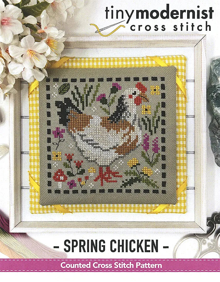 Tiny Modernist Spring Chicken Cross Stitch Pattern