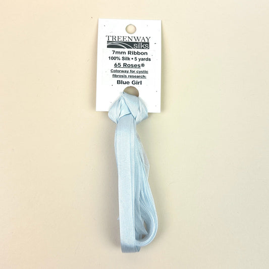 Treenway Silks Ribbon 7mm 65 Roses - Blue Girl