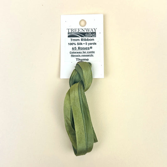 Treenway Silks Ribbon 7mm 65 Roses - Thyme