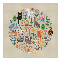 Una Buena Pieza Mini Cat Garden Cross Stitch Pattern