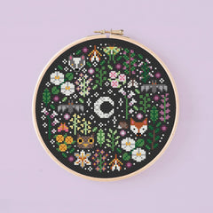 Una Buena Pieza Mini Night Garden Cross Stitch Pattern