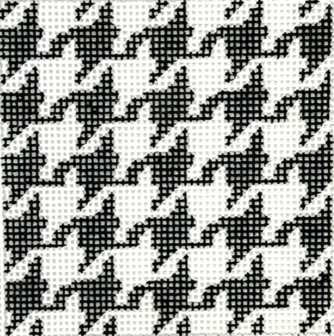 Kate Dickerson Needlepoint Collections Insert Houndstooth Black and White with Red Letter Specify Letter Or Blank Needlepoint Canvas