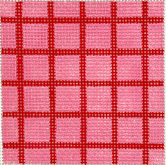Kate Dickerson Needlepoint Collections Insert Windowpane Grid Red on Bubblegum Pink with Lime Letter Specify Letter Or Blank Needlepoint Canvas