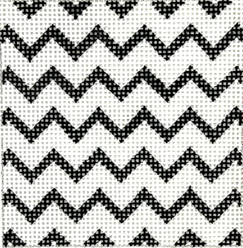 Kate Dickerson Needlepoint Collections Insert Zigzag Black and White Specify Letter Or Blank Needlepoint Canvas