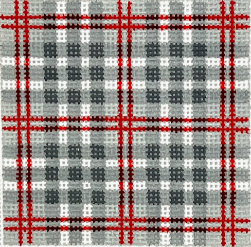 Kate Dickerson Needlepoint Collections Insert Madras Grays Red and White Specify Letter Or Blank Needlepoint Canvas