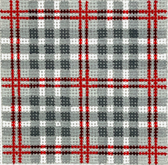 Kate Dickerson Needlepoint Collections Insert Madras Grays Red and White Specify Letter Or Blank Needlepoint Canvas