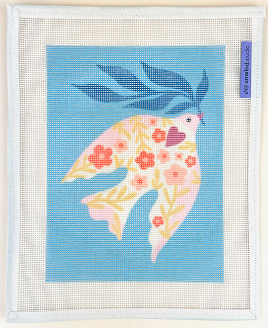 Unwind Studio Melissa Donne Floral Bird Needlepoint Canvas