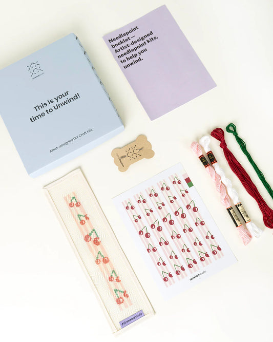 Unwind Studio Cherries Key Fob Needlepoint Kit