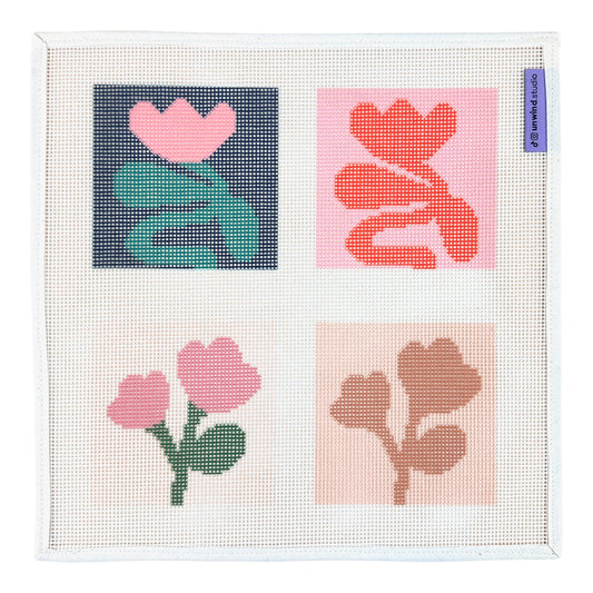 Unwind Studio Flowers Coaster Set Needlepoint Canvas