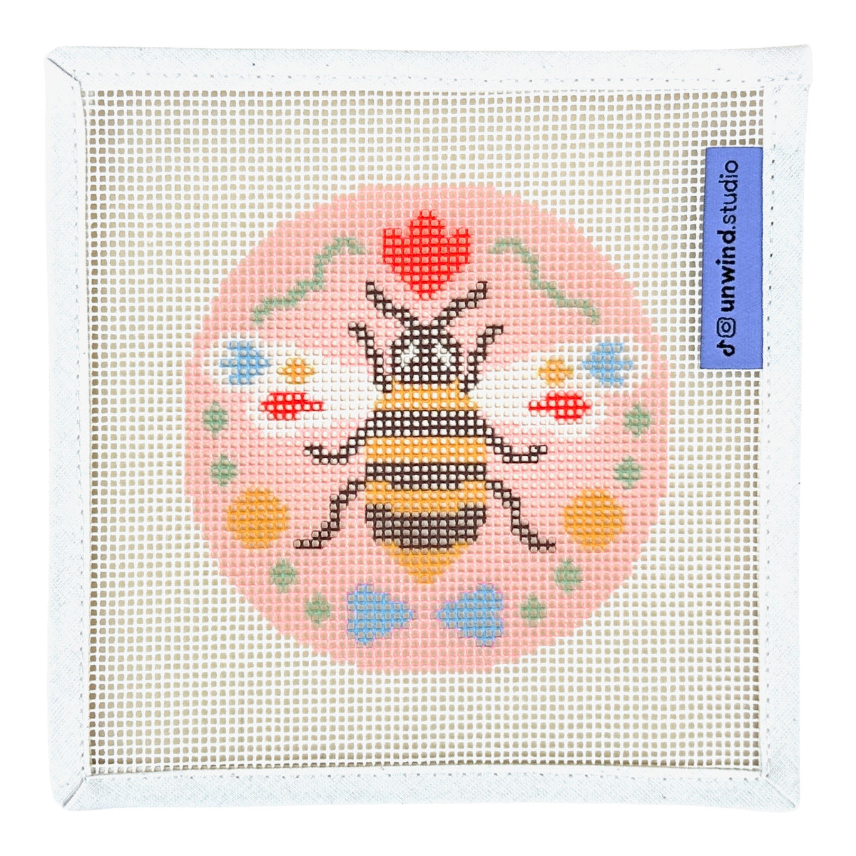 Unwind Studio Folk Bee Needlepoint Canvas