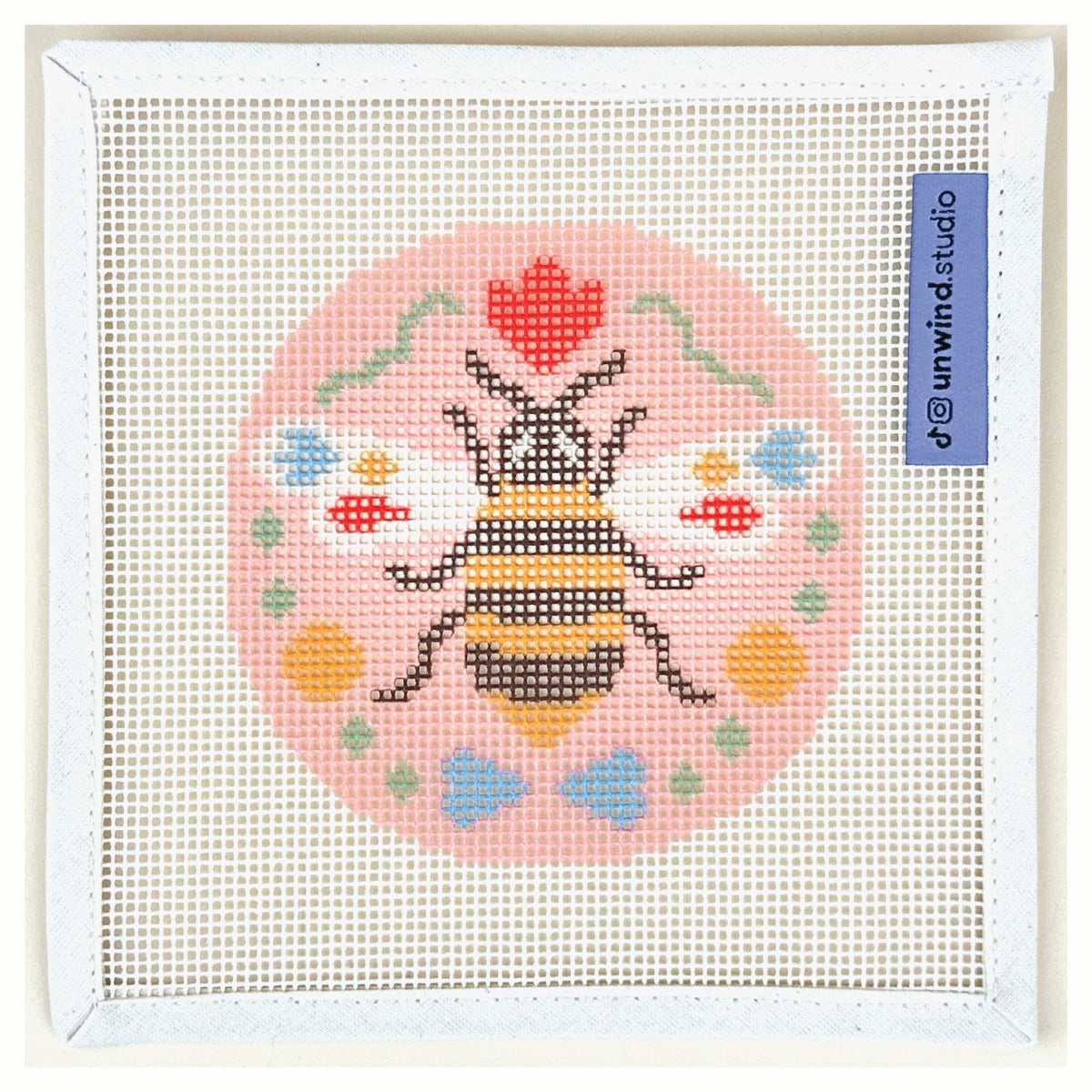 Unwind Studio Folk Bee Needlepoint Canvas