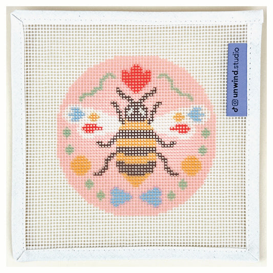 Unwind Studio Folk Bee Needlepoint Canvas