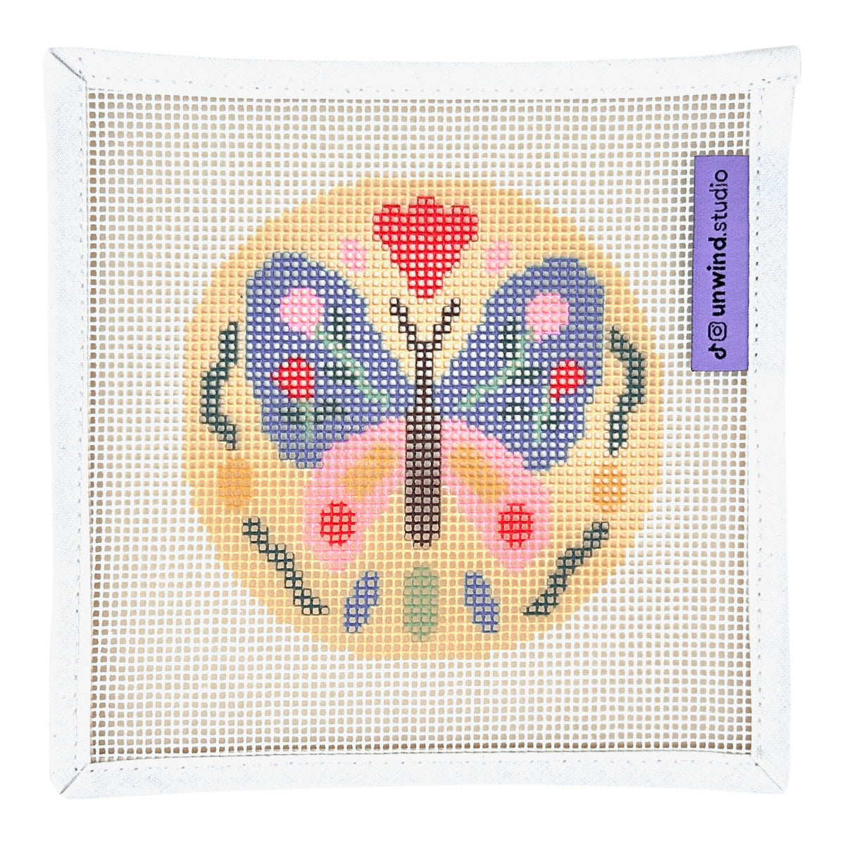 Unwind Studio Folk Butterfly Needlepoint Canvas