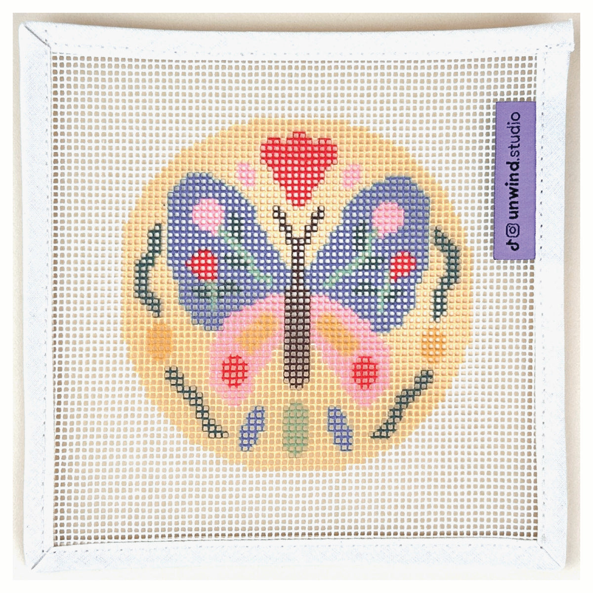Unwind Studio Folk Butterfly Needlepoint Canvas