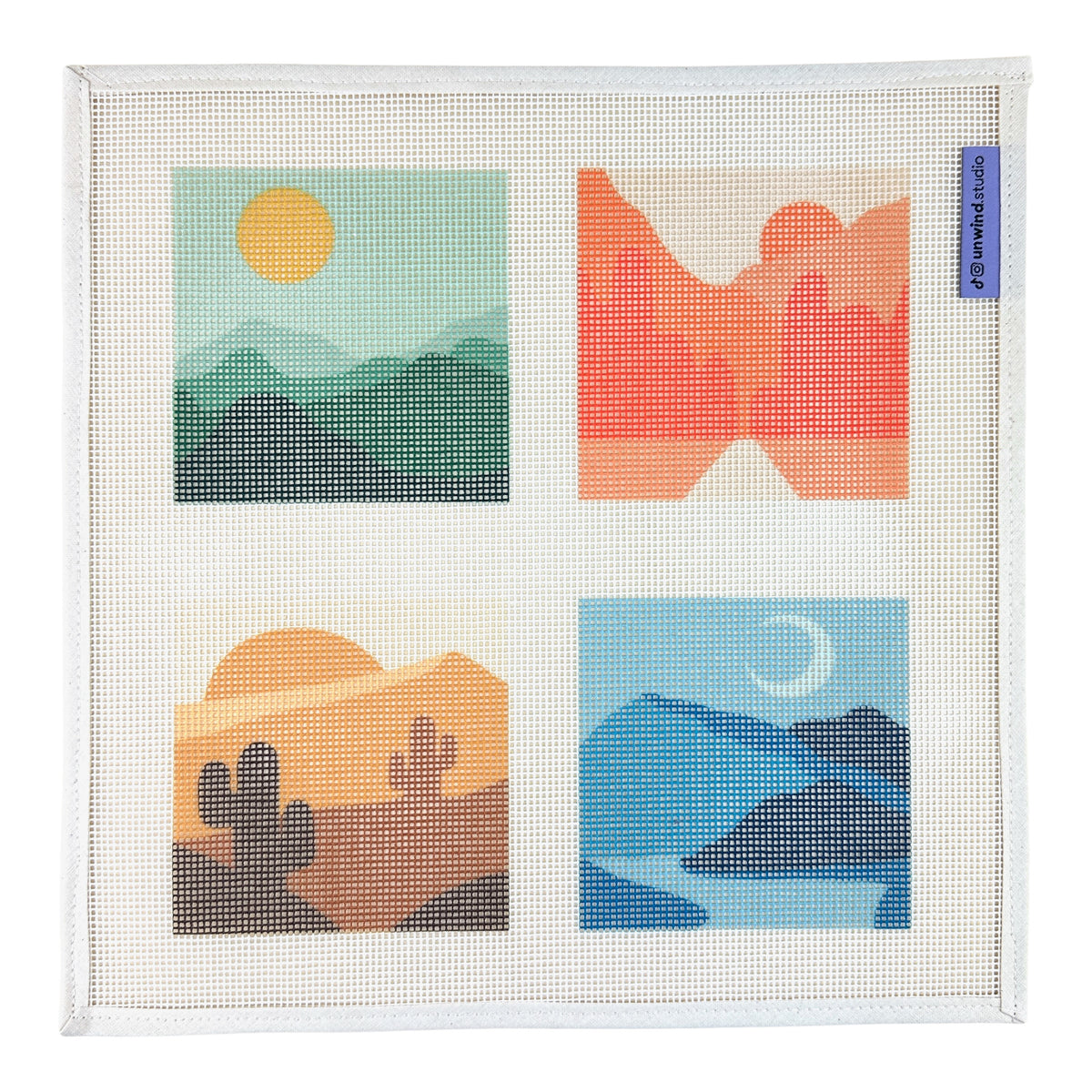 Unwind Studio Landscape Coaster Set Needlepoint Canvas