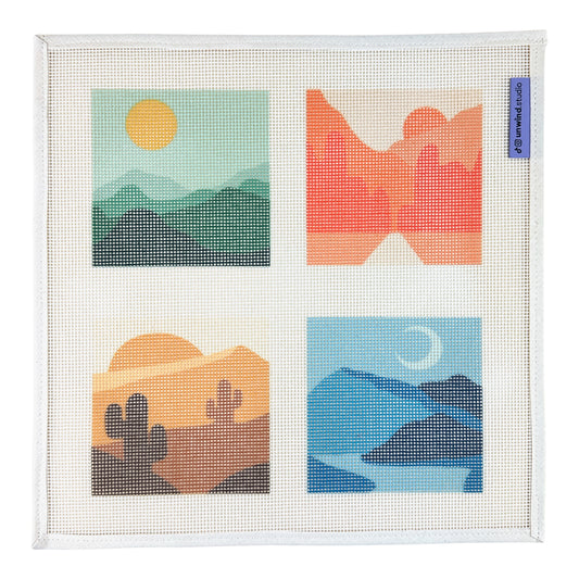 Unwind Studio Landscape Coaster Set Needlepoint Canvas
