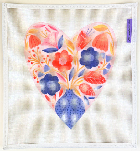 Unwind Studio Melissa Donne Botanical Heart Needlepoint Canvas