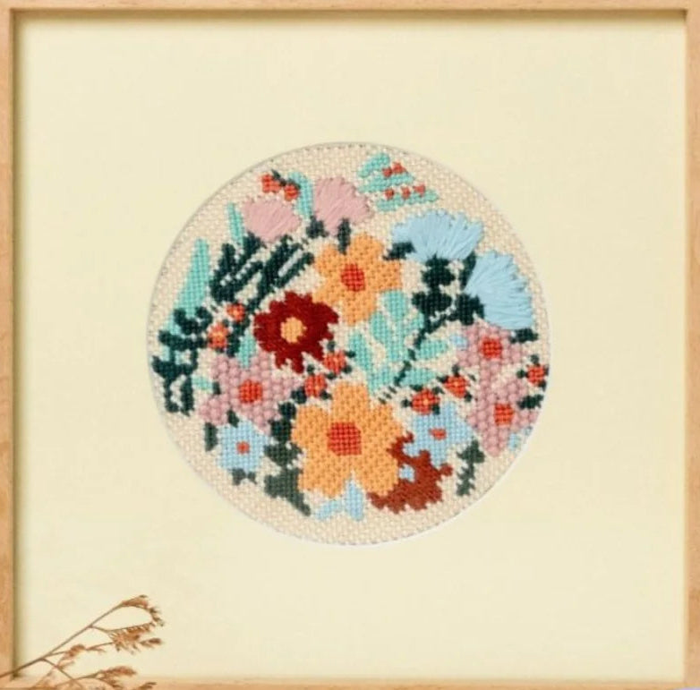 Unwind Studio Moniquilla Happy Flowers Round Needlepoint Kit