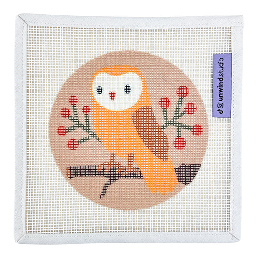Unwind Studio Owl and Berries Needlepoint Canvas