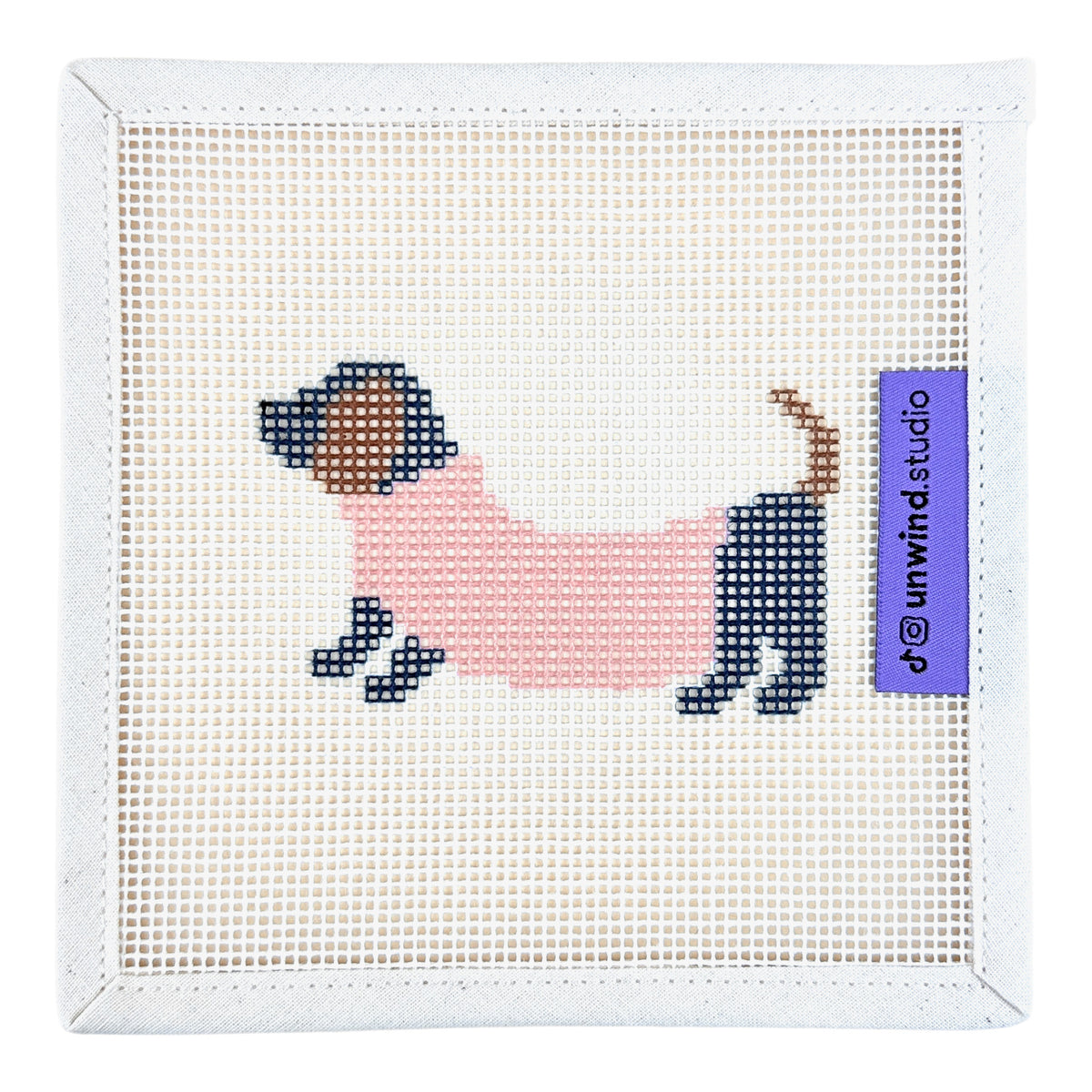 Unwind Studio Wiener Dog with Sweater Needlepoint Canvas