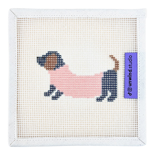 Unwind Studio Wiener Dog with Sweater Needlepoint Canvas