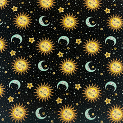Urban Designs Ink Chronicles Sun & Moon Cotton Fabric - Black