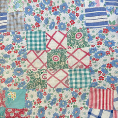Vintage 1930s-40s Floral 9 Patch Patchwork Quilt